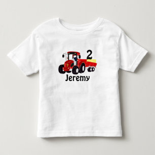 Roligt Age och Namn Red Tractor Birthday T Shirt