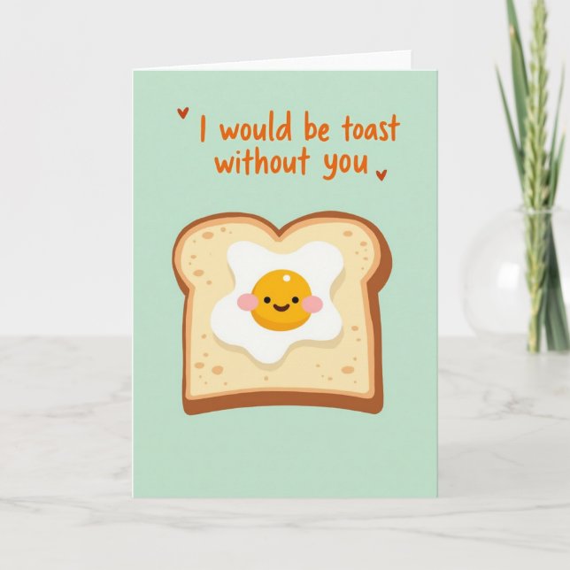 Roligt ägg toast skämt kärlekskort kort (Framsida)