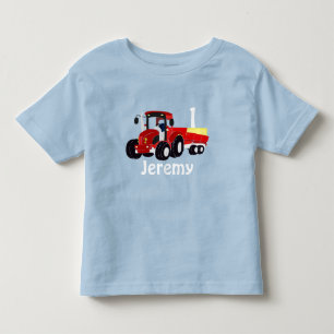 Roligt Ålder och Namn Red Tractor Birthday Småba T Shirt