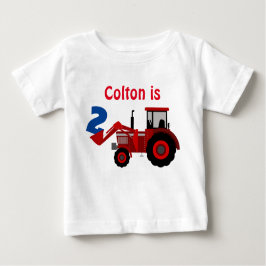 Roligt "Ålder" och "Namn" Red Tractor Birthday T Shirt