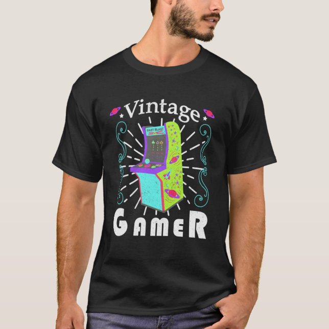 Roligt Äldre aktiviteter Bright Färgad Retro Arcad T Shirt (Framsida)
