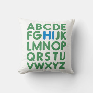 Roligt Alfabet Typografi Enkel Grönt blå Kudde