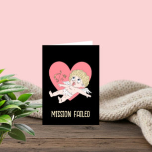Roligt Alla hjärtans dag-kort “Misslyckad mission” Helgkort
