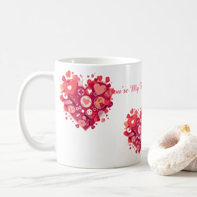 Roligt Alla hjärtans dag-present för par Kaffemugg (Med munk)