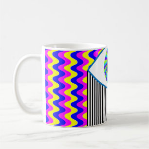 Roligt alla som ser öga digital konst med flerfärg kaffemugg