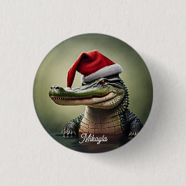 Roligt Alligator i Santa Hat Knapp