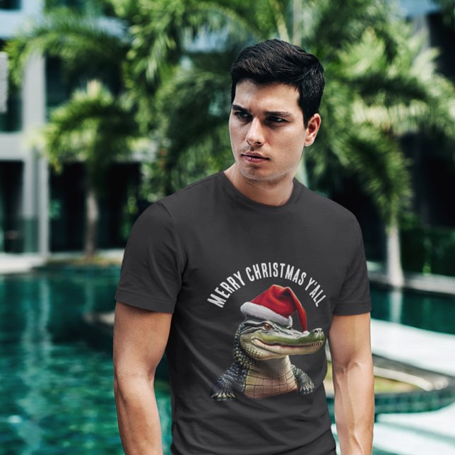 Roligt Alligator i Santa Hat T Shirt (Skapare uppladdad)