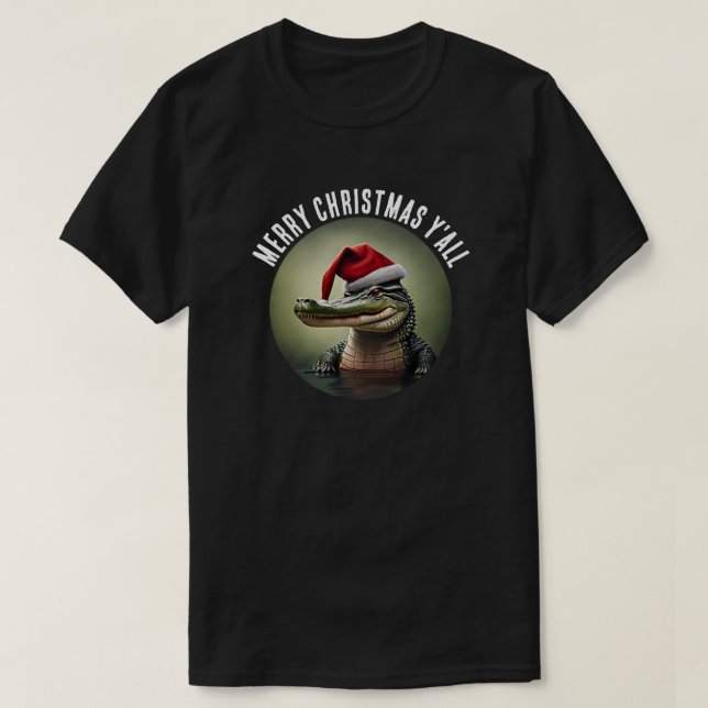 Roligt Alligator i Santa Hat T Shirt (Design framsida)
