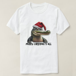 Roligt Alligator i Santa Hat T Shirt
