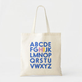 Roligt Alphabet Typography Simple Blue Bibliotek Tygkasse