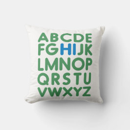 Roligt Alphabet Typography Simple Grönt Blue Kudde