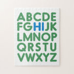 Roligt Alphabet Typography Simple Grönt Blue Pussel<br><div class="desc">Roligt Alphabet Typography Simple Grönt Blue Puzzle</div>