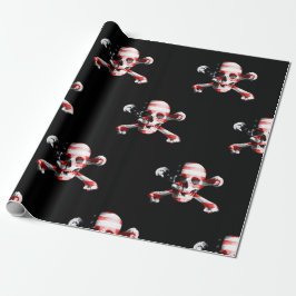 Roligt American Pirat Skull på Black Presentpapper