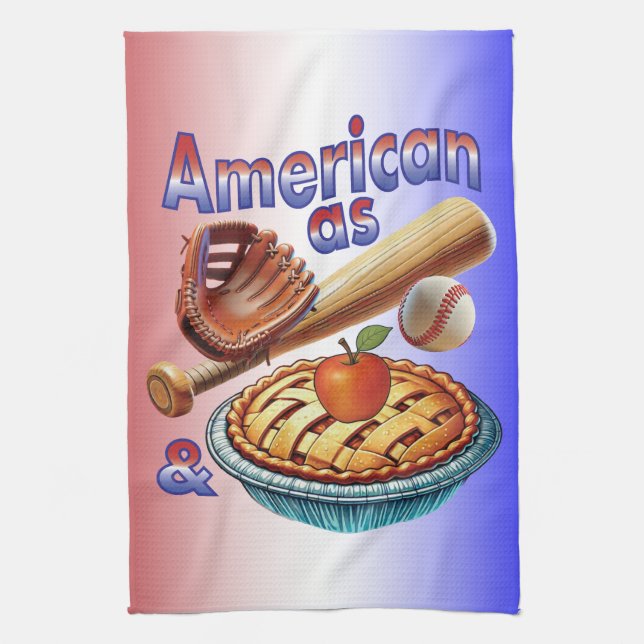 Roligt amerikansk som basket och Apple Paj Kökshandduk (Vertikal)
