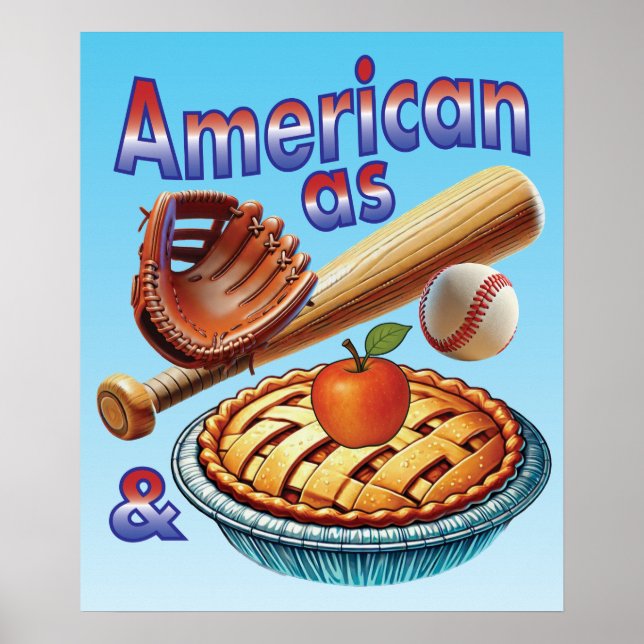 Roligt amerikanskt som baseboll och äppelpaj  poster (Framsidan)