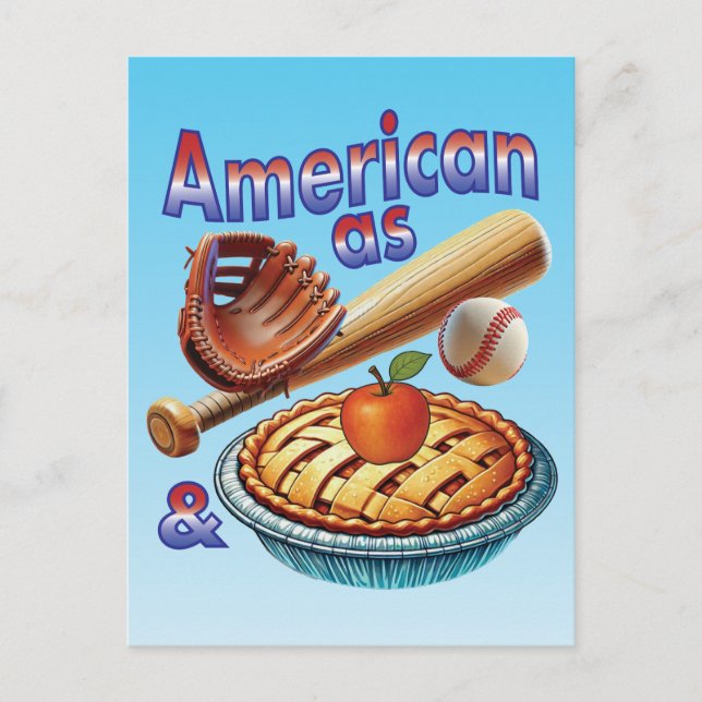Roligt amerikanskt som baseboll och äppelpaj  vykort (Framsida)