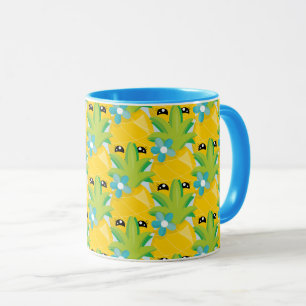 Roligt Ananas Blå blomma Mugg