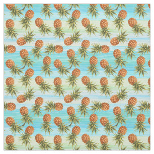 Roligt Ananas Frukt Mönster Vattenfärg Art Rand Tyg