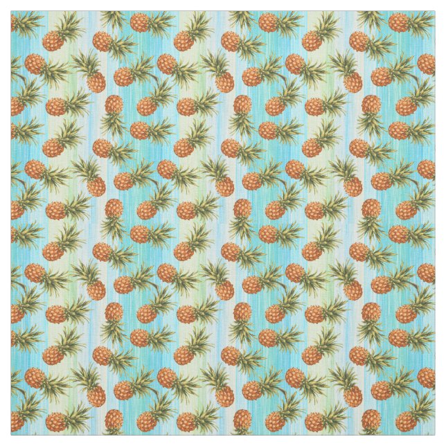 Roligt Ananas Frukt Mönster Vattenfärg Art Rand Tyg (Provkarta)