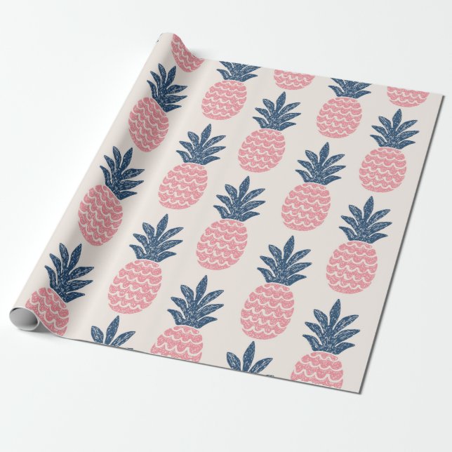 Roligt ananas sömlös mönster presentpapper (Utrullad)