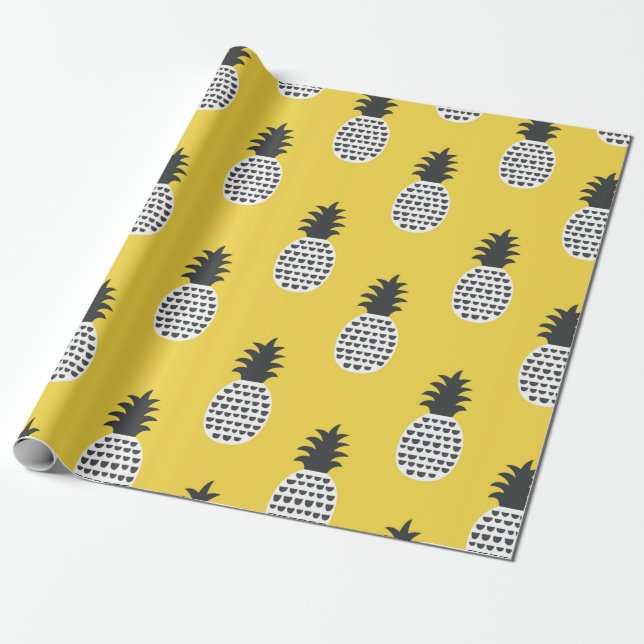 Roligt ananas sömlös mönster presentpapper (Utrullad)