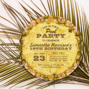 Roligt Ananas Sommar Bassäng Party, vid födelsedag Inbjudningar