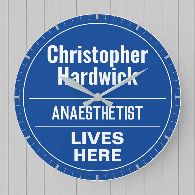 Roligt Anestetist Wall Plaque Stil Large Clock Stor Klocka (Skapare uppladdad)