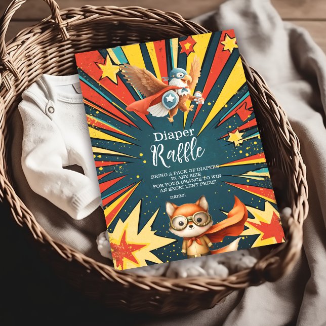 Roligt Animals Superassistance Baby Shower Diapper Tilläggskort (Skapare uppladdad)