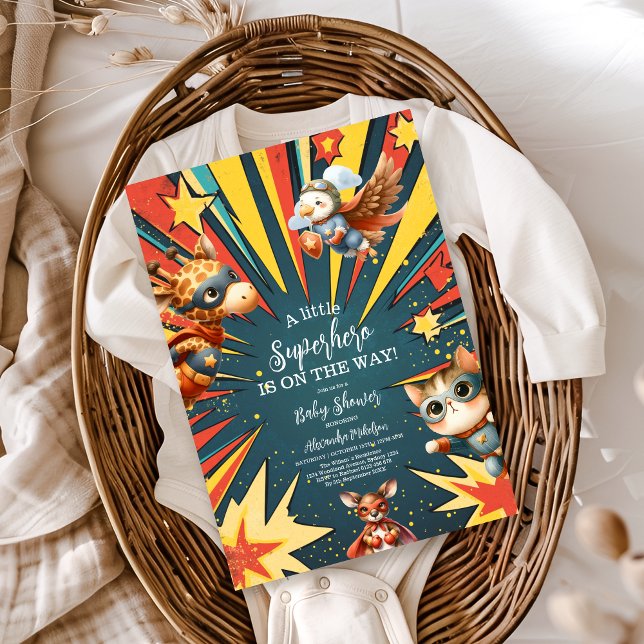 Roligt Animals Superassistance Baby Shower Inbjudningar (Skapare uppladdad)
