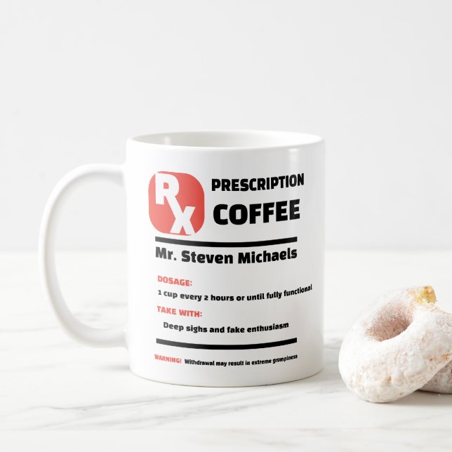 ROLIGT! ☕ Anpassad skämt-recept kaffemugg (Med munk)