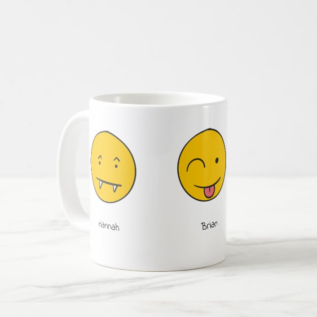 Roligt Anpassade Namn Smiley face design Kaffemugg (Framsida vänster)