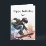 Roligt: Anpassat namn Son Skateboarding Kort<br><div class="desc">Skateboardationspojke för eget namn för roligt Grattis på födelsedagen</div>