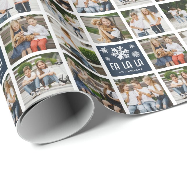 Roligt Anpassningsbar 8 x Photo Grid FA LA Wrappin Presentpapper (Rullad Hörn)