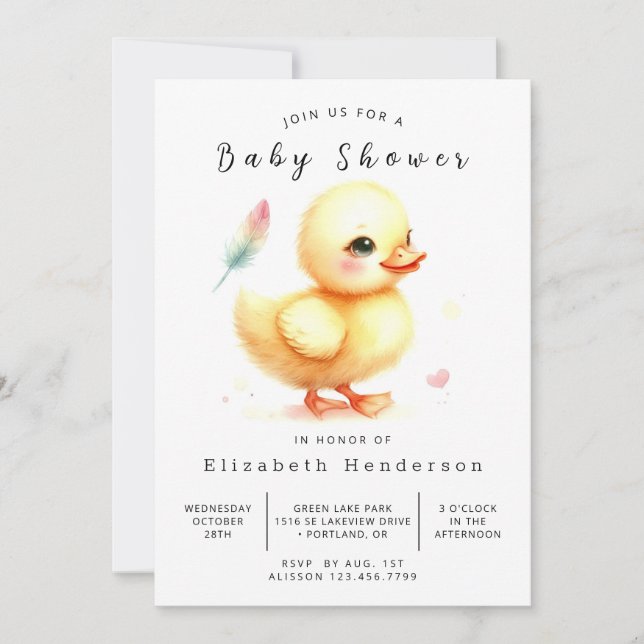 Roligt Anpassningsbar Anka Baby Shower Inbjudningar (Framsida)
