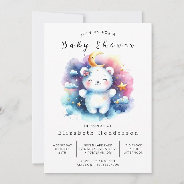 Roligt Anpassningsbar Bear Baby Shower Inbjudningar (Framsida)