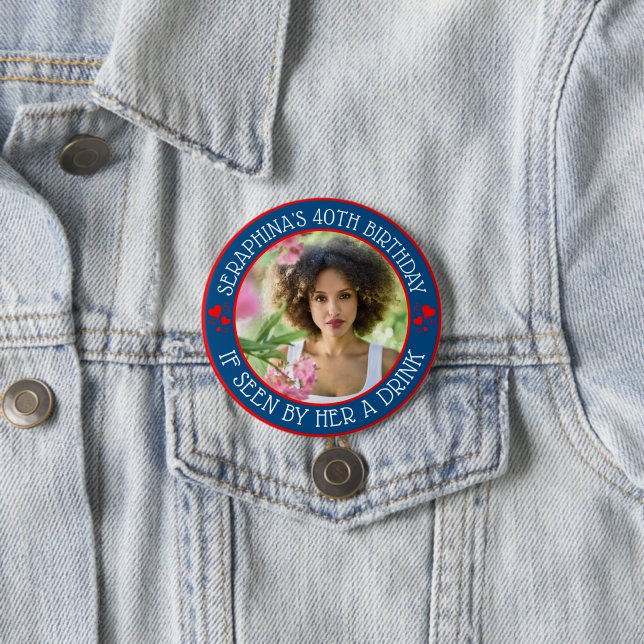 Roligt Anpassningsbar Foto 40:e födelsedagspartiet Knapp (In Situ)