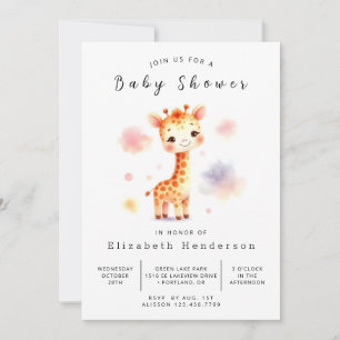 Roligt Anpassningsbar Giraffe Baby Shower Inbjudningar
