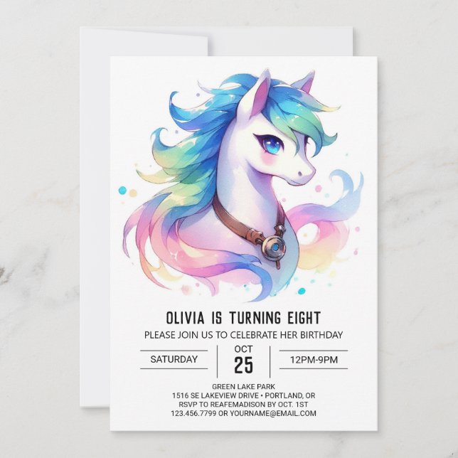 Roligt Anpassningsbar Horse Birthday Inbjudningar (Framsida)