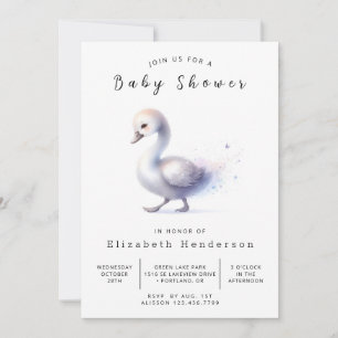 Roligt Anpassningsbar Svan Baby Shower Inbjudningar