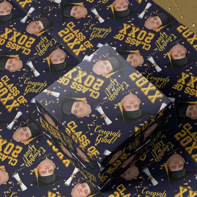 Roligt Ansikte Foto Examen Hatt Navy Presentpapper (Skapare uppladdad)
