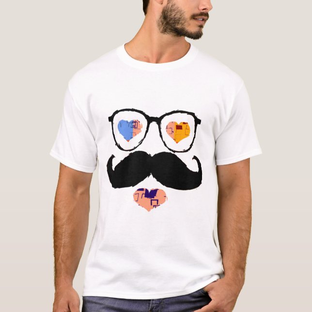 Roligt ansikte med mustasch 2 tee (Framsida)