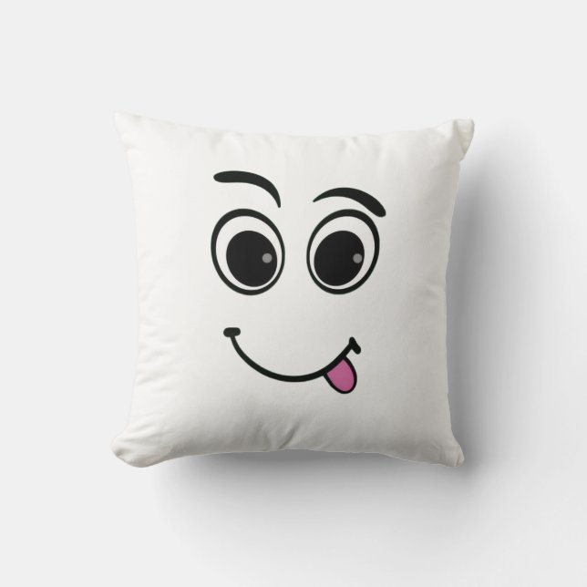 Roligt Ansikte Tunga Ut Design Kudde (Framsida)