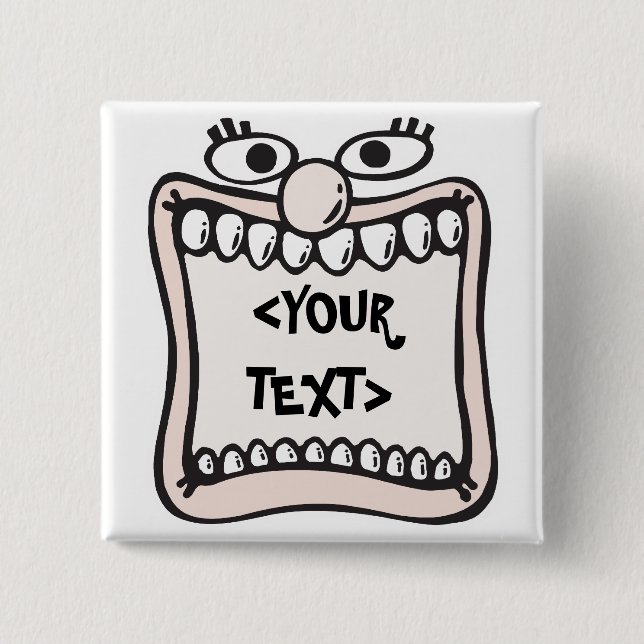 Roligt Ansikte, <YOUR TEXT> Knapp (Framsida)