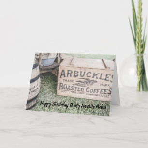 Roligt - antika uppsamlingsväljare - födelsekort kort