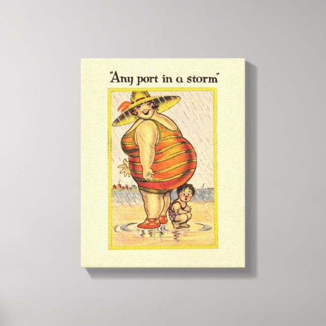 Roligt Antikt Par på Strand Oddity Canvastryck (Framsida)