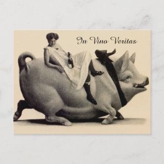 Roligt antique Postcard dam vin gris i Vino Verita Vykort