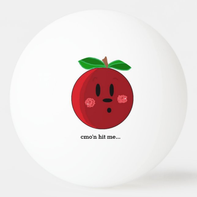 Roligt äpple ansikte med talesätt pingisboll (Framsidan)