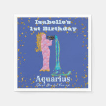 Roligt Aquarius First Birthday & Guld Confetti