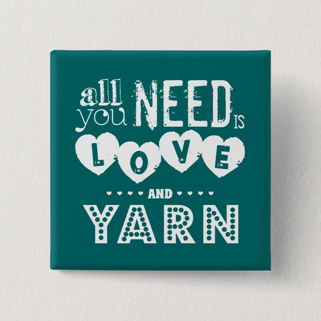 Roligt är allt som du behöver, kärlek och garn knapp (Framsida)