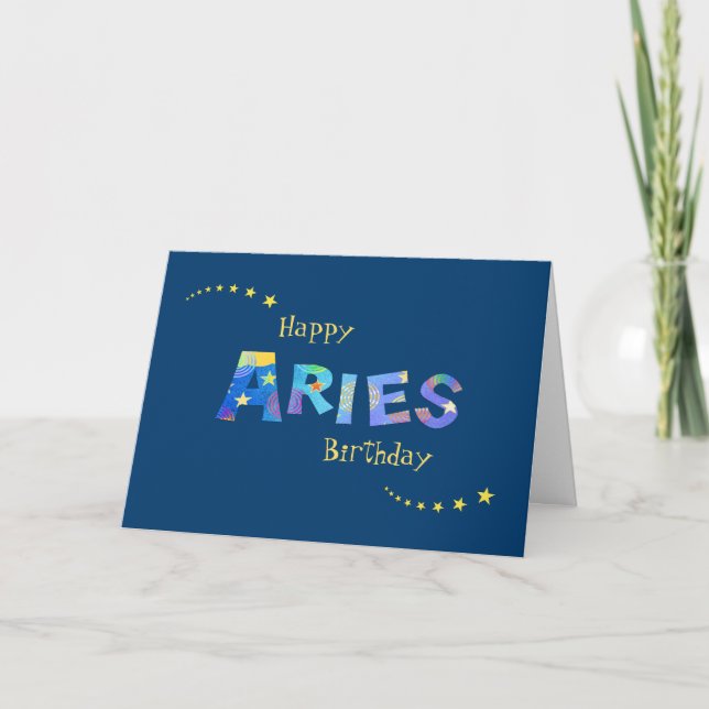 Roligt ARIES Zodiac Sign Birthday Hälsning Kort (Framsida)